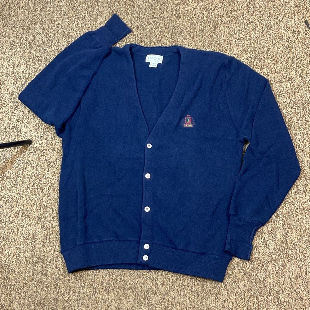 Izod Navy Blue Cardigan Sweater Men’s Size L